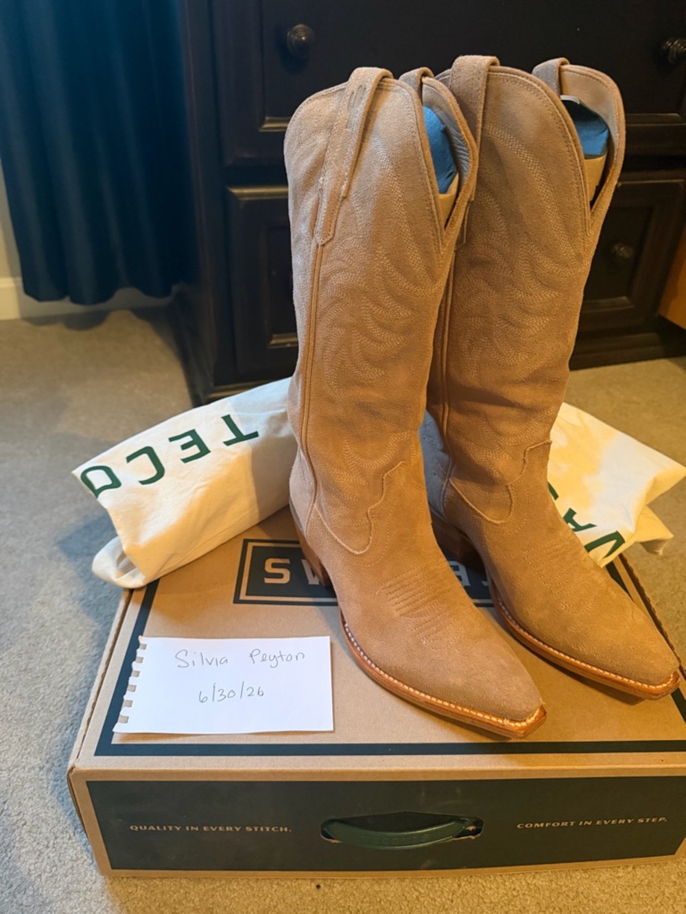 Tecovas Annie Fawn Suede Boots - Picture 2 of 5